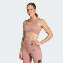 Biustonosz TLRD Impact Training High Support. Czerwone biustonosze sportowe adidas, bez wzorów, z materiału, na fitness i siłownię, climacool (adidas). W wyprzedaży za 231.55 zł.