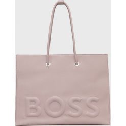 BOSS torebka 50470081 kolor różowy. Czerwone shopper bag Boss, bez wzorów, na ramię, bez dodatków. W wyprzedaży za 469.99 zł.