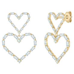 Yokoamii Kolczyki wiszace serce z pozlacanego mosiadzu z cyrkonia 1 ct Damski. Białe kolczyki Yokoamii, z cyrkonią, pozłacane. Za 119.99 zł.