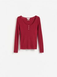 Sweter z wełny merino - koralowy. Pomarańczowe swetry Reserved, l, bez wzorów, z wełny, bez ramiączek. Za 199.99 zł.