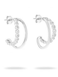 Tamaris Srebrne kolczyki-półkreole z cyrkoniami rozmiar: onesize. Szare kolczyki Tamaris, z cyrkonią, srebrne. Za 201.55 zł.