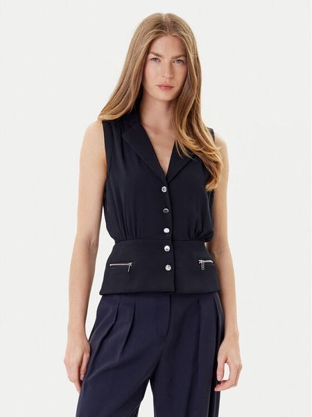 Morgan Bluzka 252-COZIP Granatowy Slim Fit. Niebieskie bluzki Morgan, bez wzorów, z syntetyku, bez kołnierzyka, bez ramiączek. Za 179.99 zł.