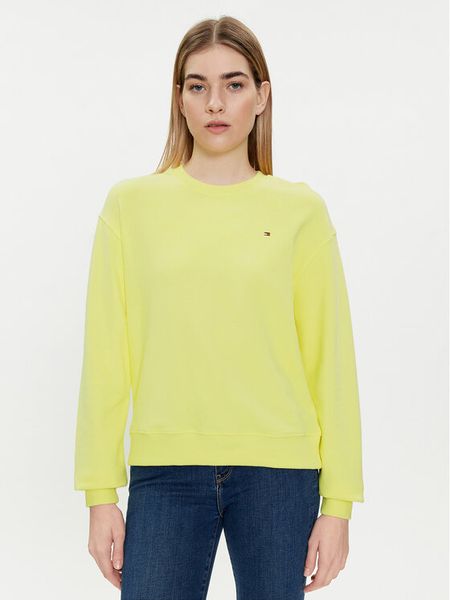 Tommy Hilfiger Bluza Flag WW0WW41246 Żółty Regular Fit. Żółte bluzy Tommy Hilfiger, m, bez wzorów, z bawełny, bez ramiączek, bez kaptura. Za 329.99 zł.