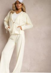 Jasnożółty Luźny Komplet Dresowy Szerokie Spodnie i Bluza z Kapturem Gossame. Żółte bluzy Renee, m, bez wzorów, z dresówki, z kapturem. W wyprzedaży za 67.99 zł.