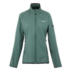 Kurtka damska na pełny zamek Regatta Moutdale. Zielone kurtki przejściowe sportowe Regatta, bez wzorów, z materiału, bez kaptura, trekkingowe. Za 271.00 zł.