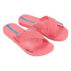 Klapki damskie Ipanema Sense Slide. Niebieskie klapki Ipanema, bez wzorów, bez obcasa, bez zapięcia. Za 69.99 zł.