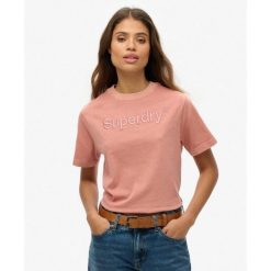 Luźna koszulka z logo Emb Core z bawełny. Czerwone t-shirty sportowe Superdry, bez wzorów, z bawełny, bez ramiączek. Za 137.65 zł.