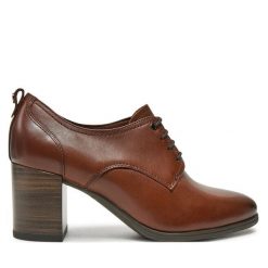 Półbuty Tamaris. Brązowe półbuty wsuwane Tamaris, bez wzorów, bez obcasa, na obcasie. Za 319.99 zł.