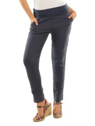 Naturelle en lin Lniane spodnie w kolorze granatowym rozmiar: 36/38. Niebieskie spodnie materiałowe Naturelle en lin, bez wzorów, z materiału. Za 121.99 zł.