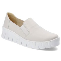 Białe Półbuty Wasak Modne Obuwie Damskie. Białe półbuty wsuwane Wasak, bez wzorów, z materiału, eleganckie, bez obcasa. Za 254.99 zł.