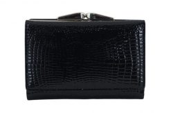 Czarny lakierowany portfel skórzany damski. Czarne portfele Barberinis, bez wzorów, z lakierowanej skóry. Za 135.99 zł.