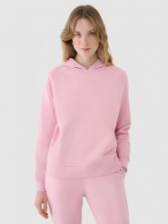 4F Bluza dresowa nierozpinana z kapturem damska - różowa S. Czerwone bluzy z kapturem 4f, s, bez wzorów, z bawełny, z kapturem. W wyprzedaży za 99.99 zł.