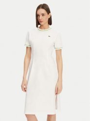 Lacoste Sukienka codzienna EF9988 Biały Slim Fit. Białe sukienki Lacoste, na co dzień, bez wzorów, z bawełny, bez kołnierzyka, bez ramiączek, proste. Za 339.99 zł.