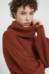 JDY sweter damski kolor brązowy lekki z golfem. Brązowe swetry JDY, s, bez wzorów, z dzianiny, bez ramiączek. W wyprzedaży za 99.99 zł.