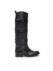 TWINSET Kozaki 242TGT124 Czarny. Czarne kozaki Twinset, bez wzorów, ze skóry, bez obcasa, na płaskiej podeszwie, bez zapięcia. Za 2,249.00 zł.