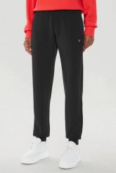GUESS Czarne damskie spodnie dresowe Olympe, Rozmiar L. Czarne spodnie dresowe Guess, z aplikacjami, z dresówki. W wyprzedaży za 227.99 zł.
