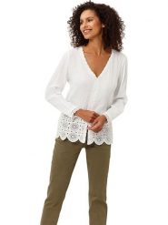 Heine Bluzka w kolorze białym rozmiar: 36. Białe bluzki Heine, bez wzorów, z bawełny, bez kołnierzyka, bez ramiączek. Za 70.24 zł.