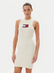 Tommy Jeans Sukienka dzianinowa DW0DW20877 Écru Slim Fit. Sukienki Tommy Jeans, s, bez wzorów, z dzianiny, bez kołnierzyka, bez ramiączek. Za 469.99 zł.