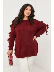 Curvy Lady Sweter w kolorze bordowym rozmiar: 48/50. Czerwone swetry Curvy Lady, bez wzorów, klasyczne, bez ramiączek. Za 86.99 zł.