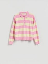 Sweter w paski - jasnożółty. Żółte swetry Reserved, l, bez wzorów, z dzianiny, bez ramiączek. Za 129.99 zł.