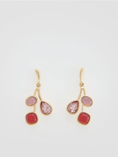 Wiszące kolczyki - różowy. Czerwone kolczyki Reserved. W wyprzedaży za 27.99 zł.