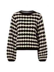 More & More Sweter damski z zawartością wełny Kobiety Sztuczne włókno biały|czarny wzorzysty, 40. Białe swetry More & More, bez wzorów, z wełny, bez ramiączek. Za 379.95 zł.