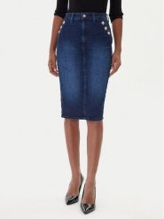 Guess Spódnica jeansowa W5BD1T D0791 Niebieski Regular Fit. Niebieskie spódnice Guess, z aplikacjami, z bawełny. Za 237.00 zł.