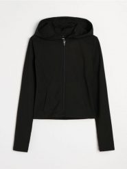 Rozpinana bluza z kapturem slim fit Active - czarny. Czarne bluzy z kapturem Sinsay, l, bez wzorów, z kapturem. Za 49.99 zł.