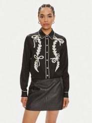 Pinko Koszula Chips Camicia 103474 A1XM Czarny Regular Fit. Czarne koszule Pinko, bez wzorów, z bawełny, bez kołnierzyka, bez ramiączek. Za 739.99 zł.