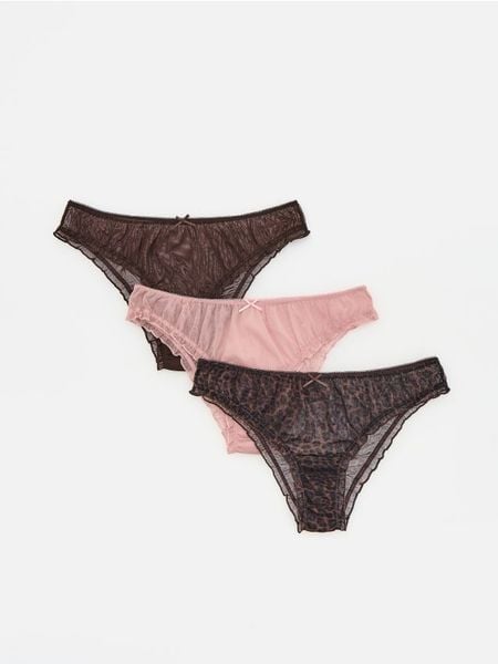 Majtki typu figi 3 pack - ciemnobrązowy. Brązowe figi Reserved, bez wzorów. Za 59.99 zł.