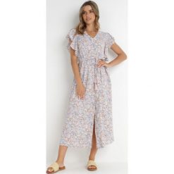 Różowo-Jasnoszara Sukienka Lanby. Czerwone sukienki Born2be, na imprezę, l, z aplikacjami, eleganckie, bez kołnierzyka, bez ramiączek, maxi. Za 139.99 zł.