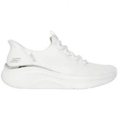 Buty do chodzenia damskie Skechers 117617WHT. Białe buty treningowe Skechers, bez wzorów, z dzianiny, bez zapięcia, trekkingowe. Za 369.00 zł.