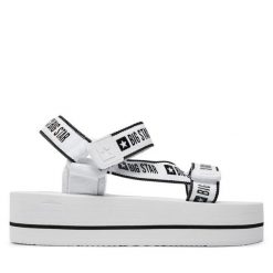 Sandały Big Star Shoes. Białe sandały BIG STAR SHOES, bez wzorów, retro, bez obcasa, na płaskiej podeszwie, bez zapięcia. Za 129.99 zł.