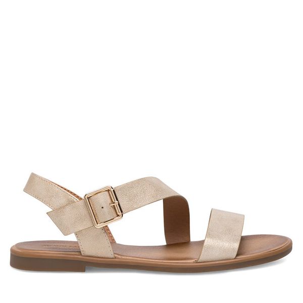 Sandały JENNY. Żółte sandały Jenny, bez wzorów, bez obcasa, na płaskiej podeszwie, bez zapięcia. Za 79.99 zł.