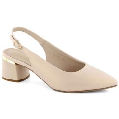 Sandały damskie eleganckie pełne w szpic beżowe perłowe Sergio Leone SK175 beżowy. Brązowe sandały bez wzorów, eleganckie, bez obcasa, bez zapięcia. Za 229.30 zł.