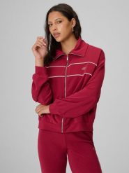 4F Bluza dresowa loose bez kaptura damska - burgundowa XS. Czerwone bluzy bez kaptura 4f, xs, bez wzorów, z dresówki, bez kaptura, tenisowe. Za 199.99 zł.