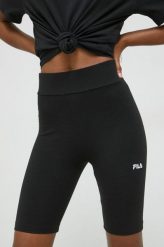 Fila szorty damskie kolor czarny gładkie high waist. Czarne szorty Fila, bez wzorów, z dzianiny. Za 119.99 zł.