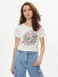 Liu Jo T-Shirt TA4202 JS003 Écru Regular Fit. T-shirty Liu Jo, m, bez wzorów, z bawełny, bez kołnierzyka, bez ramiączek. Za 159.99 zł.