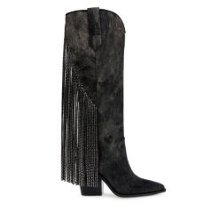 Kowbojki Steve Madden. Czarne kozaki Steve Madden, bez wzorów, bez obcasa, na słupku, bez zapięcia. Za 1,079.00 zł.