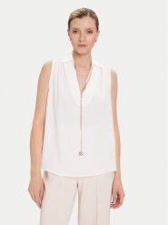 Rinascimento Bluzka CFC0125726003 Biały Regular Fit. Białe bluzki Rinascimento, s, bez wzorów, z syntetyku, bez kołnierzyka, bez ramiączek. Za 259.99 zł.