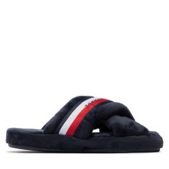 Kapcie Tommy Hilfiger. Niebieskie kapcie Tommy Hilfiger, bez wzorów. Za 199.99 zł.