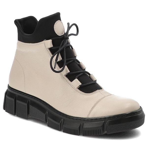 Beżowe Botki Armodo Stylowe Obuwie Damskie. Brązowe botki Armodo, bez wzorów, eleganckie, bez obcasa, bez zapięcia. Za 319.00 zł.