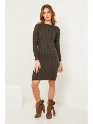 So Cachemire Sukienka "Alavie" w kolorze khaki rozmiar: M. Brązowe sukienki So Cachemire, m, bez wzorów, z wełny, bez kołnierzyka, bez ramiączek, mini. Za 158.47 zł.