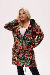 Bluza z kapturem MAKOVSKA - print w maki na czarnym tle PLUS SIZE XXL OVERSIZE. Czarne bluzy z kapturem Moda Size Plus Iwanek, na jesień, plus size, bez wzorów, z bawełny, z kapturem, trekkingowe. Za 329.90 zł.