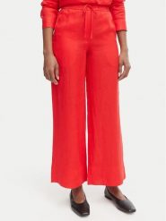 Tommy Hilfiger Spodnie materiałowe WW0WW48970 Czerwony Wide Leg. Czerwone spodnie materiałowe Tommy Hilfiger, bez wzorów, ze lnu. Za 489.99 zł.