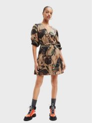Desigual Sukienka koszulowa Rosa 22WWVW23 Brązowy Regular Fit. Brązowe sukienki Desigual, m, bez wzorów, z lyocellu, bez kołnierzyka, bez ramiączek, koszulowe. Za 419.99 zł.