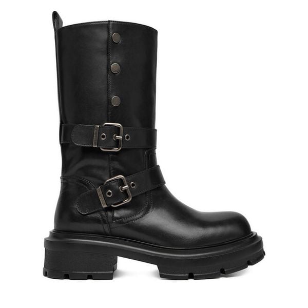 Kozaki G-Star Raw. Czarne kozaki G-Star Raw, bez wzorów, retro, bez obcasa, na płaskiej podeszwie, bez zapięcia. Za 479.99 zł.