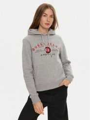Guess Jeans Bluza W4BQ20 KC811 Szary Regular Fit. Szare bluzy Guess Jeans, s, z aplikacjami, z bawełny, bez kaptura. Za 189.99 zł.