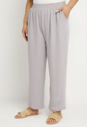 Szare Szerokie Spodnie z Bawełną i Wysokim Stanem Naitte. Szare jeansy Born2be, xl, bez wzorów, z bawełny, eleganckie, z podwyższonym stanem. Za 69.99 zł.