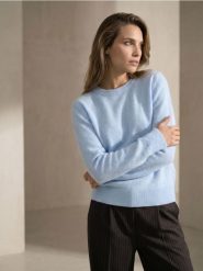 Sweter chunky z domieszką wełny - błękitny. Niebieskie swetry Sinsay, l, bez wzorów, z wełny, bez ramiączek. Za 39.99 zł.